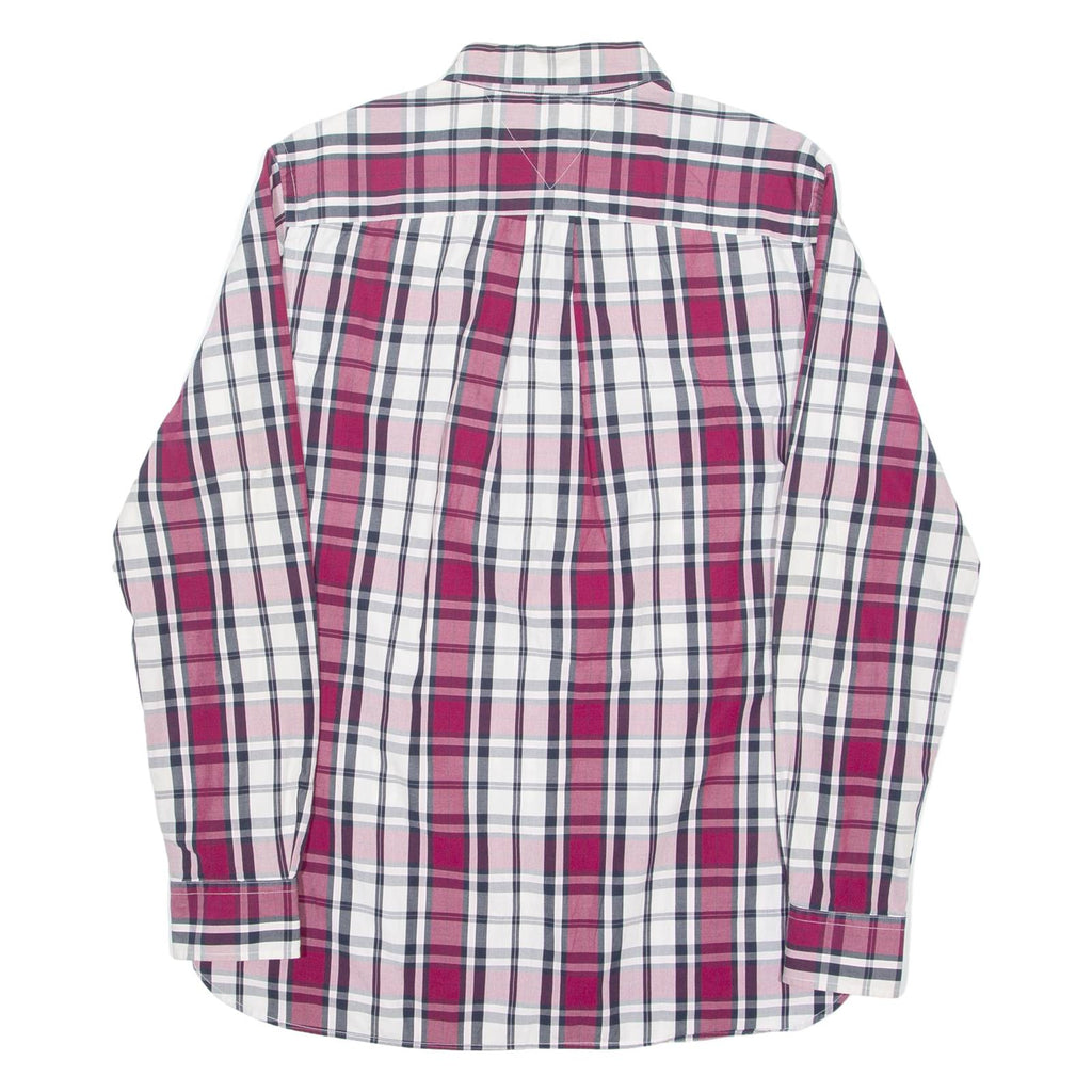 TOMMY HILFIGER Mens Shirt Maroon Check Long Sleeve M