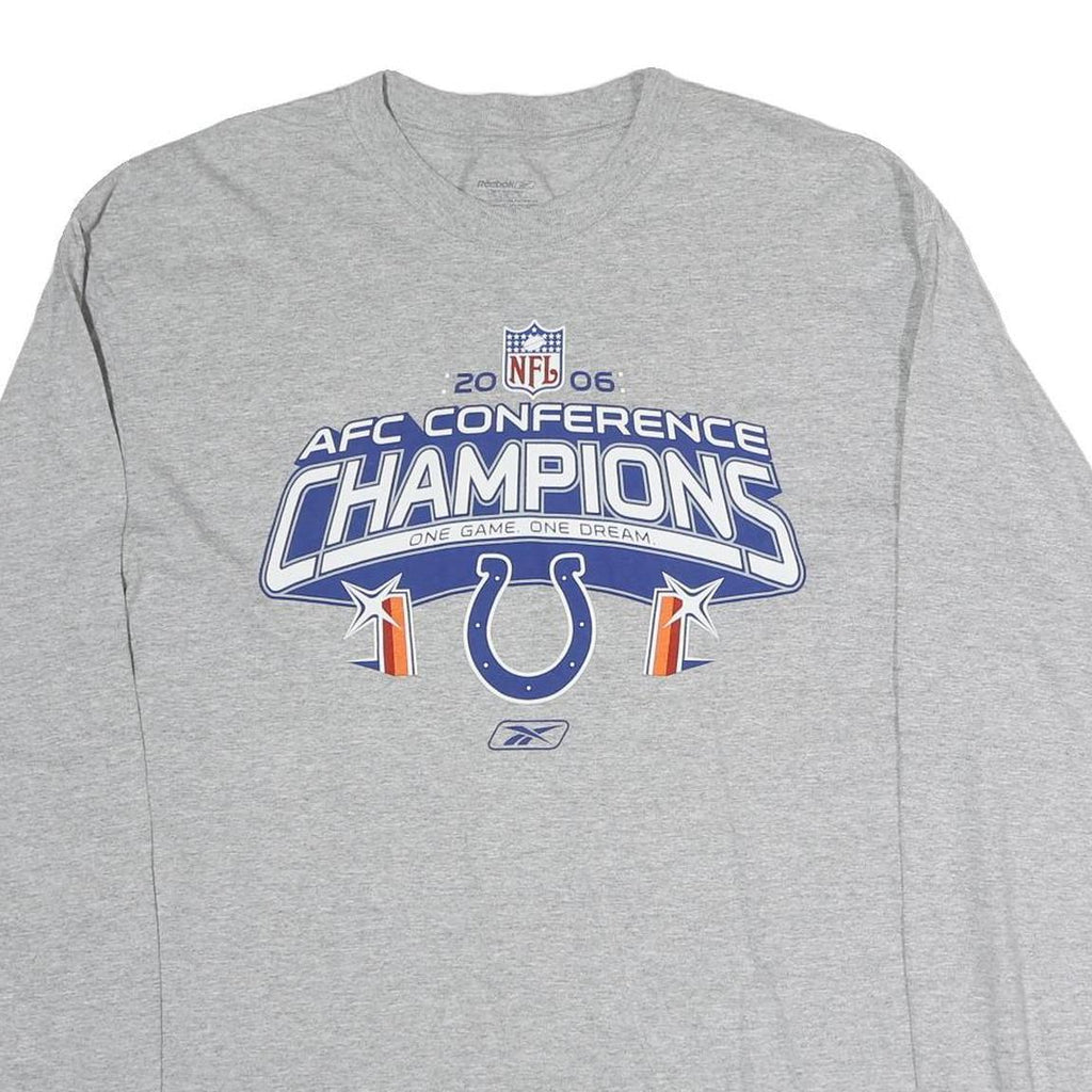 REEBOK Mens Grey NFL AFC Conference Champions Long Sleeve Crew Neck T-Shirt L