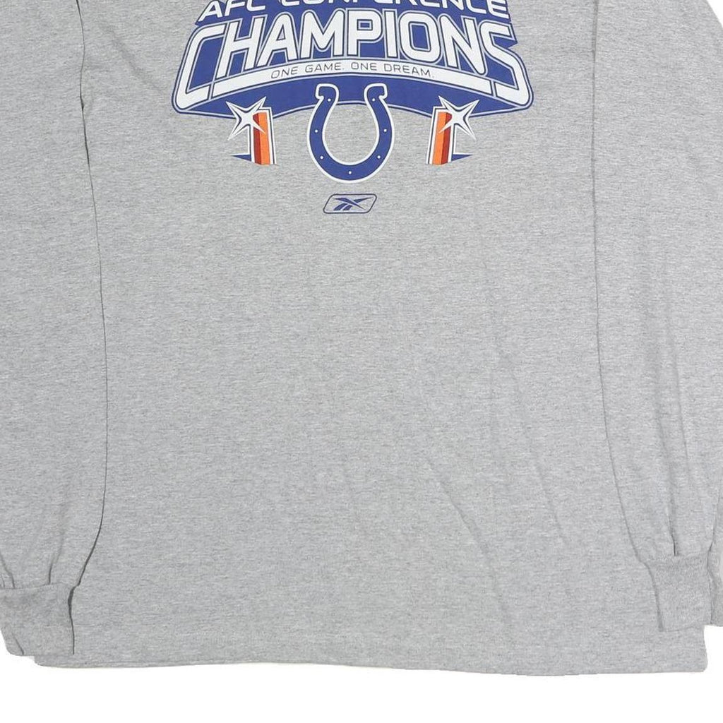 REEBOK Mens Grey NFL AFC Conference Champions Long Sleeve Crew Neck T-Shirt L