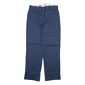 DICKIES Mens Regular Fit Navy Blue Cotton Blend Trousers W32 L31 Classic Zip