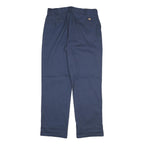 DICKIES Mens Regular Fit Navy Blue Cotton Blend Trousers W32 L31 Classic Zip