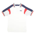 FILA Mens White Navy & Red Cotton Polo Shirt XL Striped Short Sleeve