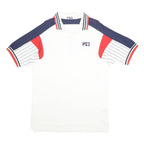 FILA Mens White Navy & Red Cotton Polo Shirt XL Striped Short Sleeve