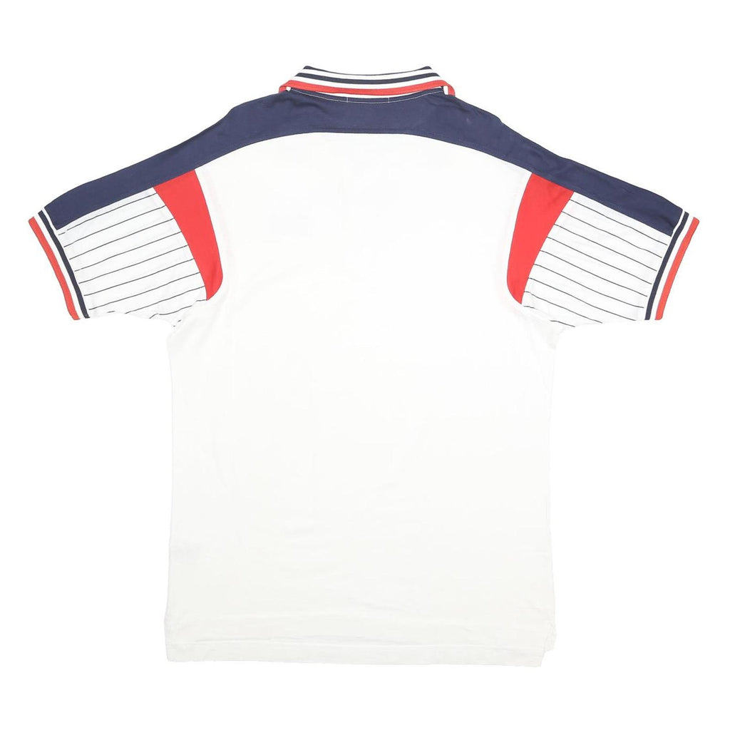 FILA Mens White Navy & Red Cotton Polo Shirt XL Striped Short Sleeve