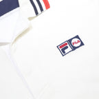 FILA Mens White Navy & Red Cotton Polo Shirt XL Striped Short Sleeve