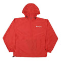 CHAMPION Mens Red Nylon Hooded Zip Jacket L Lightweight Sportswear