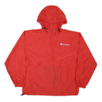 CHAMPION Mens Red Nylon Hooded Zip Jacket L Lightweight Sportswear