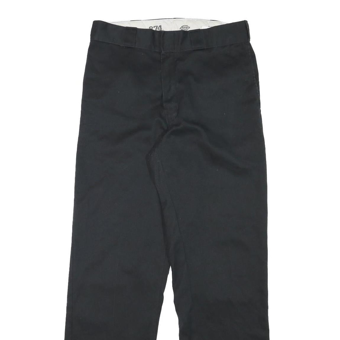 DICKIES Mens Cotton Blend Black Regular Fit Straight Leg Trousers W29 L30