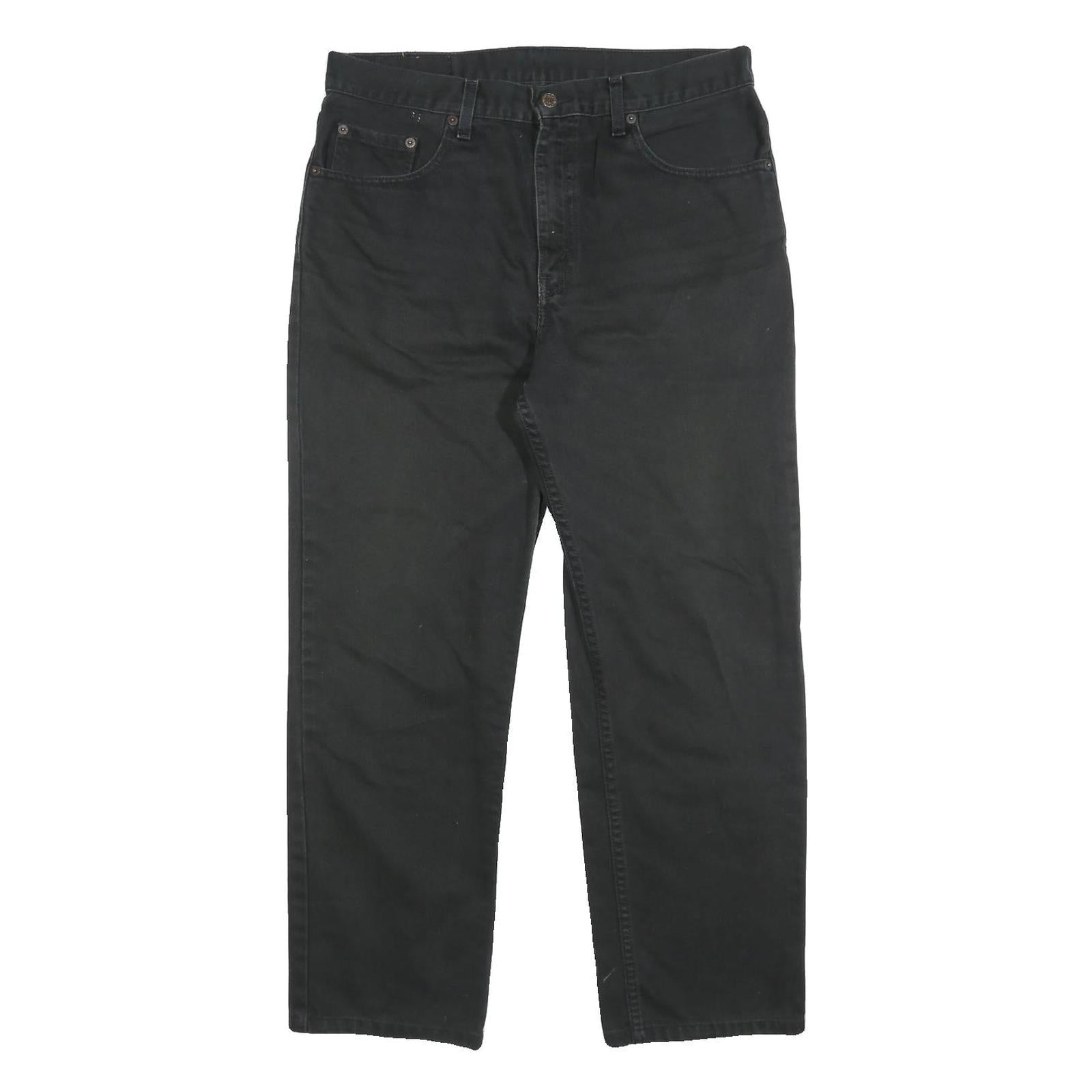 LEVI'S 504 Mens Regular Fit Black Cotton Denim Jeans W34 L27 Classic Zip Closure