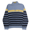 NAUTICA Mens Blue & Yellow Patterned Cotton Pullover 1/4 Zip Jumper XL Striped