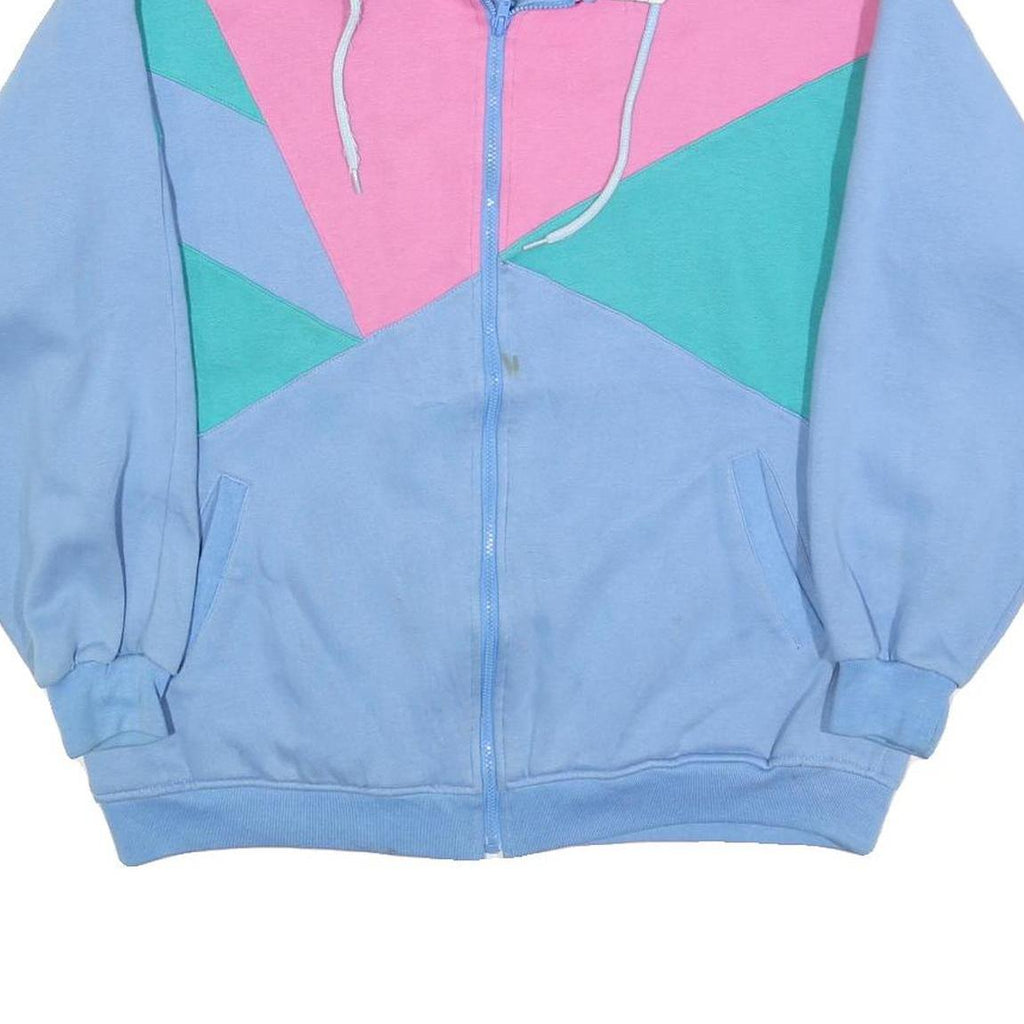NORTHERN SPIRIT Womens Blue & Pink Collared Sweatshirt M Colourblock Zip Front