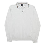 NEXT Mens White Polo Collar Patterned Jumper Cotton Cable Knit M Lightweight