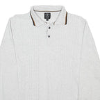 NEXT Mens White Polo Collar Patterned Jumper Cotton Cable Knit M Lightweight