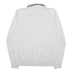 NEXT Mens White Polo Collar Patterned Jumper Cotton Cable Knit M Lightweight
