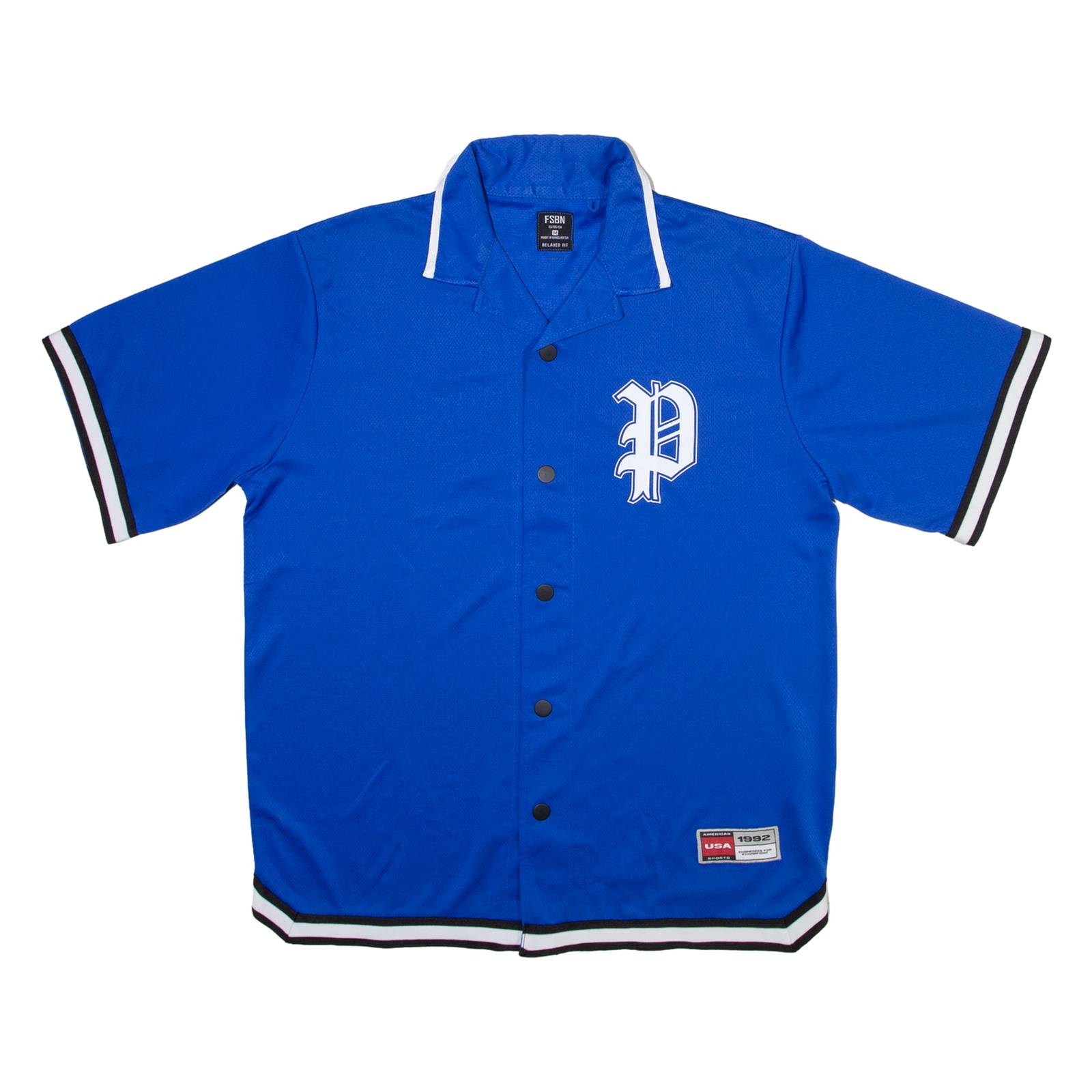 FSBN Button Up Mens T-Shirt Blue Collared M