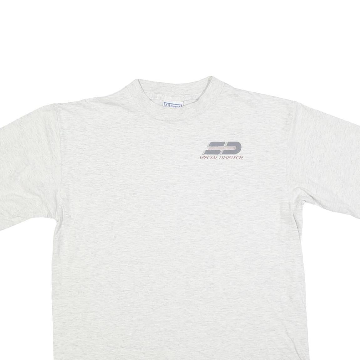 ALL SPORT Mens White Grey Graphic T-Shirt L Short Sleeve Crew Neck Delivery