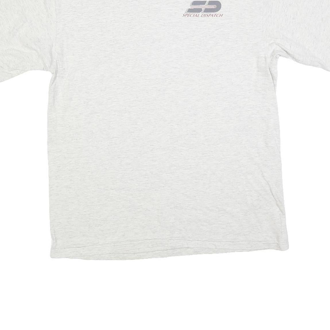 ALL SPORT Mens White Grey Graphic T-Shirt L Short Sleeve Crew Neck Delivery