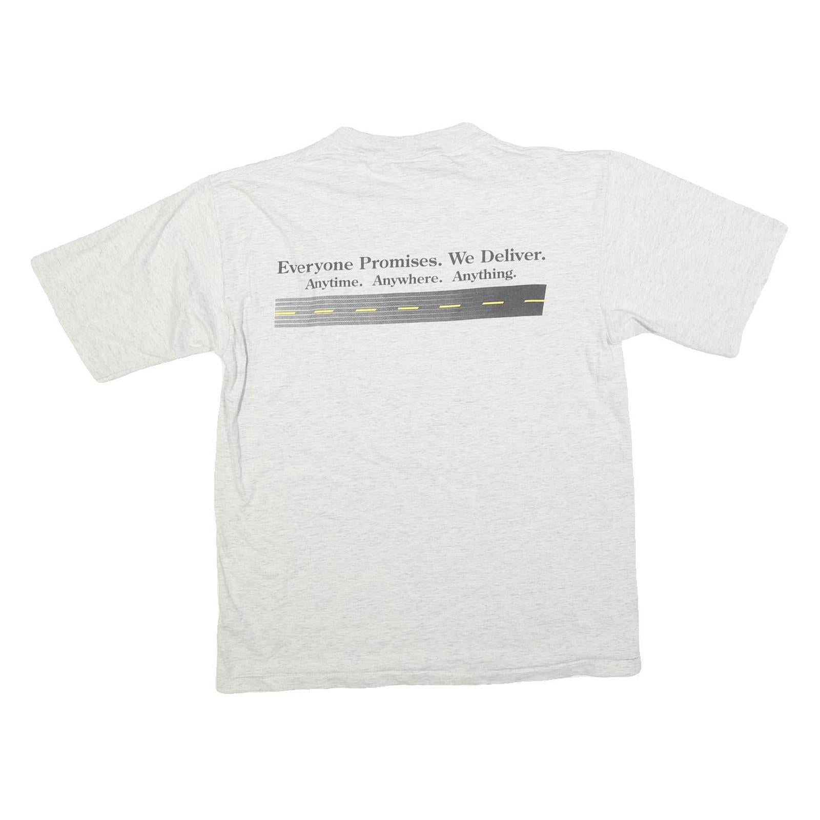 ALL SPORT Mens White Grey Graphic T-Shirt L Short Sleeve Crew Neck Delivery