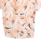 Womens Cream & Orange Print Short Sleeve Collared Cotton Blend Shirt UK 16