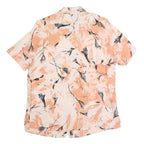 Womens Cream & Orange Print Short Sleeve Collared Cotton Blend Shirt UK 16