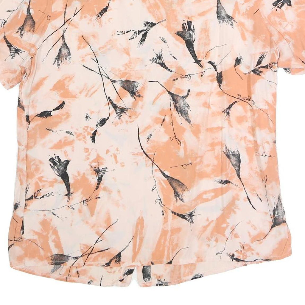 Womens Cream & Orange Print Short Sleeve Collared Cotton Blend Shirt UK 16