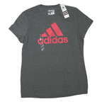 ADIDAS Womens Grey & Pink Logo Graphic T-Shirt XL Short Sleeve Crew Neck