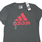 ADIDAS Womens Grey & Pink Logo Graphic T-Shirt XL Short Sleeve Crew Neck