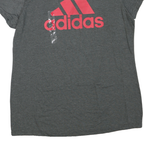 ADIDAS Womens Grey & Pink Logo Graphic T-Shirt XL Short Sleeve Crew Neck