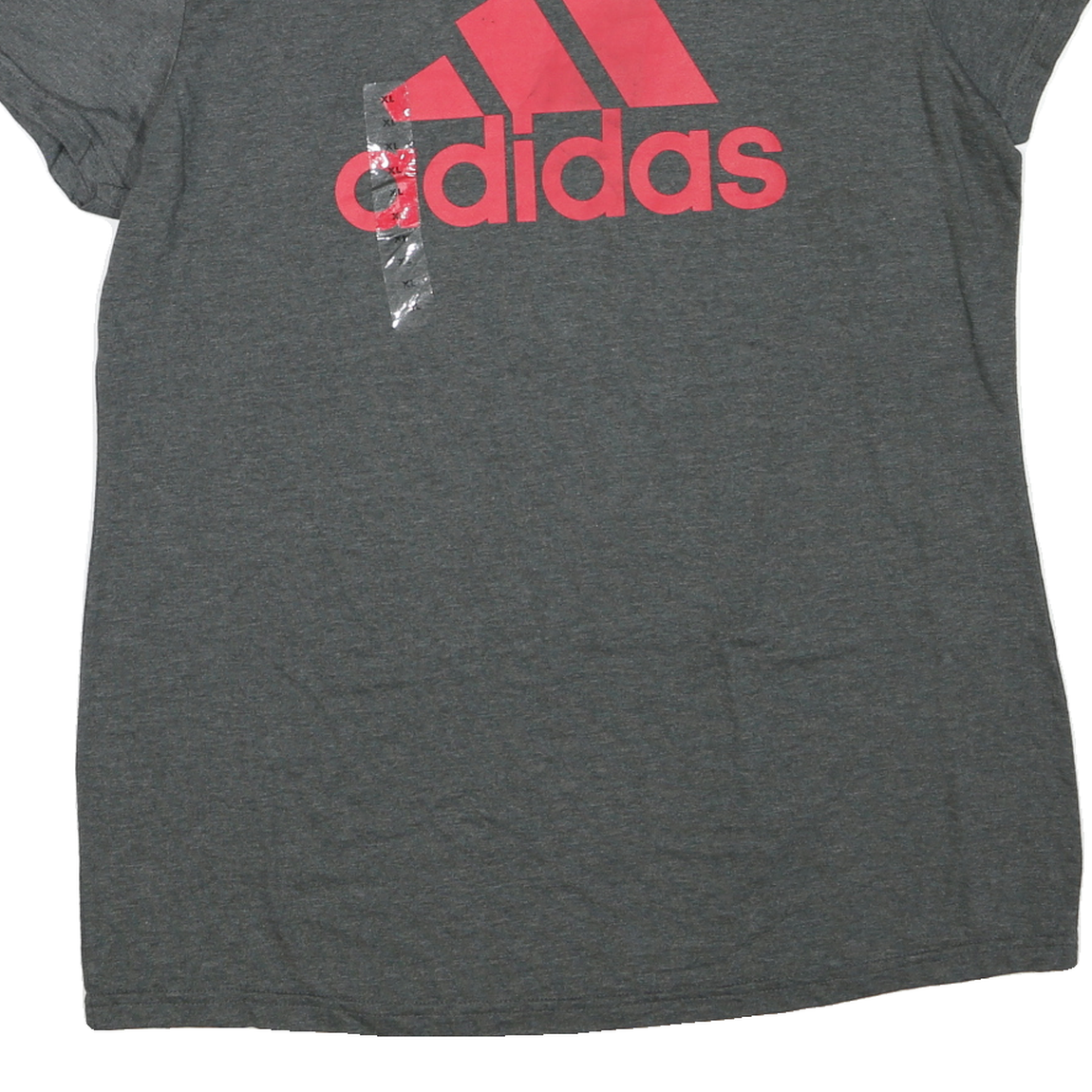 ADIDAS Womens Grey & Pink Logo Graphic T-Shirt XL Short Sleeve Crew Neck