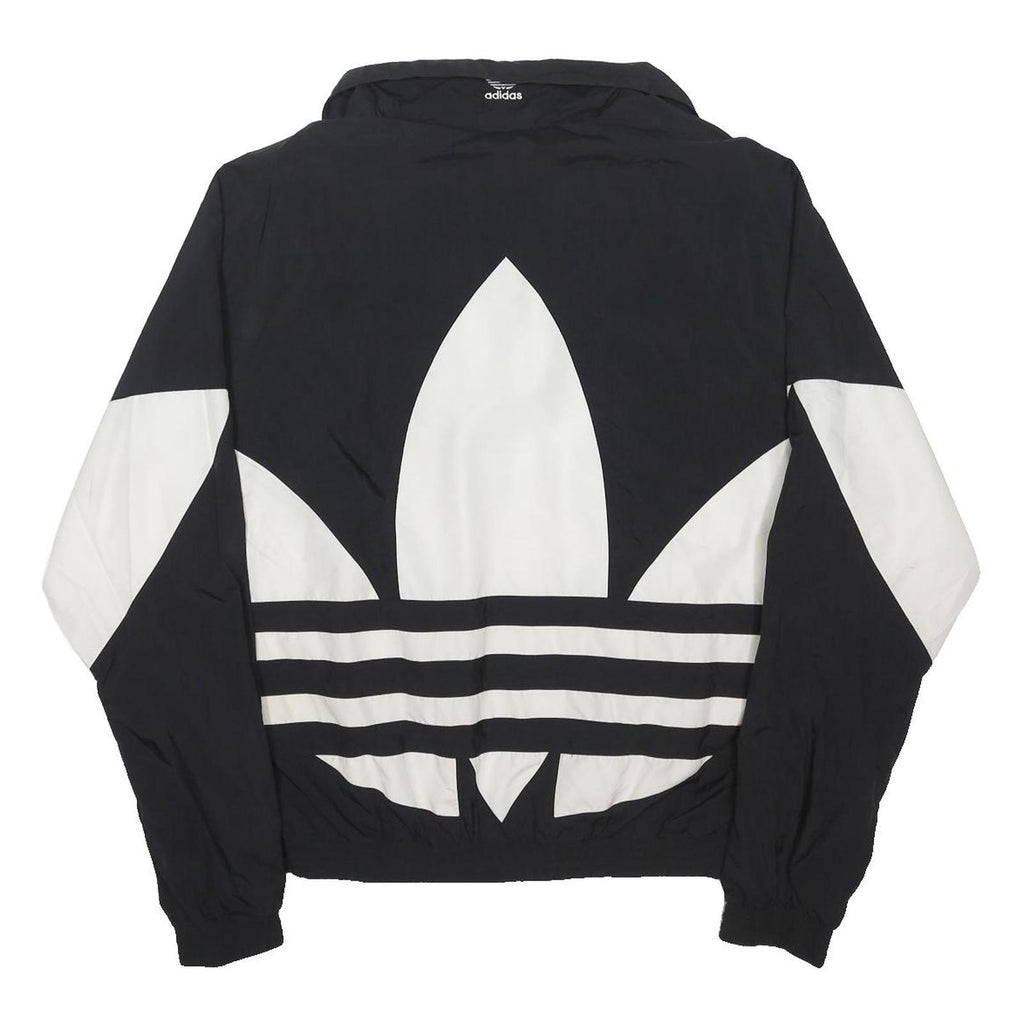 ADIDAS ORIGINALS Mens Black & White Track Jacket L Nylon Logo Zip Sportswear