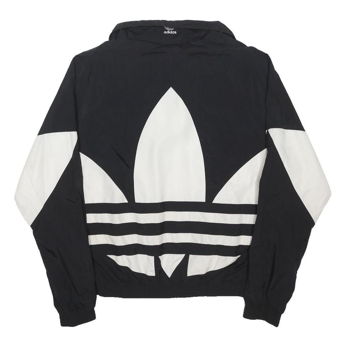 ADIDAS ORIGINALS Mens Black & White Track Jacket L Nylon Logo Zip Sportswear