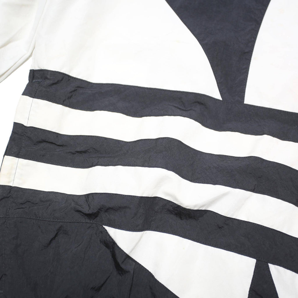ADIDAS ORIGINALS Mens Black & White Track Jacket L Nylon Logo Zip Sportswear