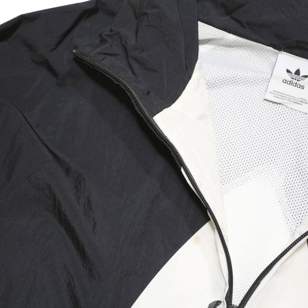 ADIDAS ORIGINALS Mens Black & White Track Jacket L Nylon Logo Zip Sportswear