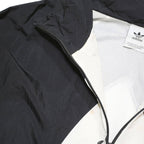 ADIDAS ORIGINALS Mens Black & White Track Jacket L Nylon Logo Zip Sportswear