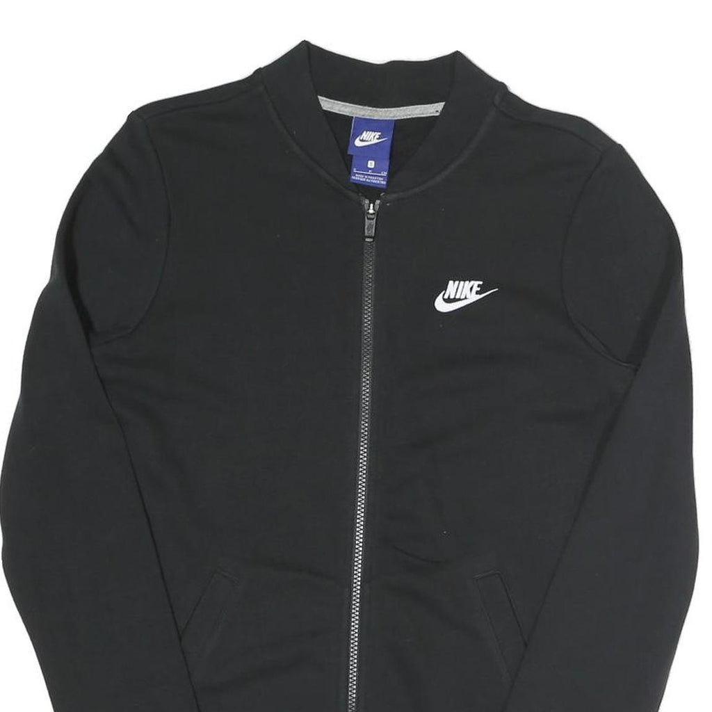 NIKE Mens Black Jacket S Cotton Blend Plain Zip Sportswear Casual Comfortable
