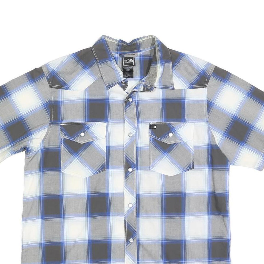 THE NORTH FACE Mens Blue & Grey Check Shirt S Cotton Blend Casual Outdoor