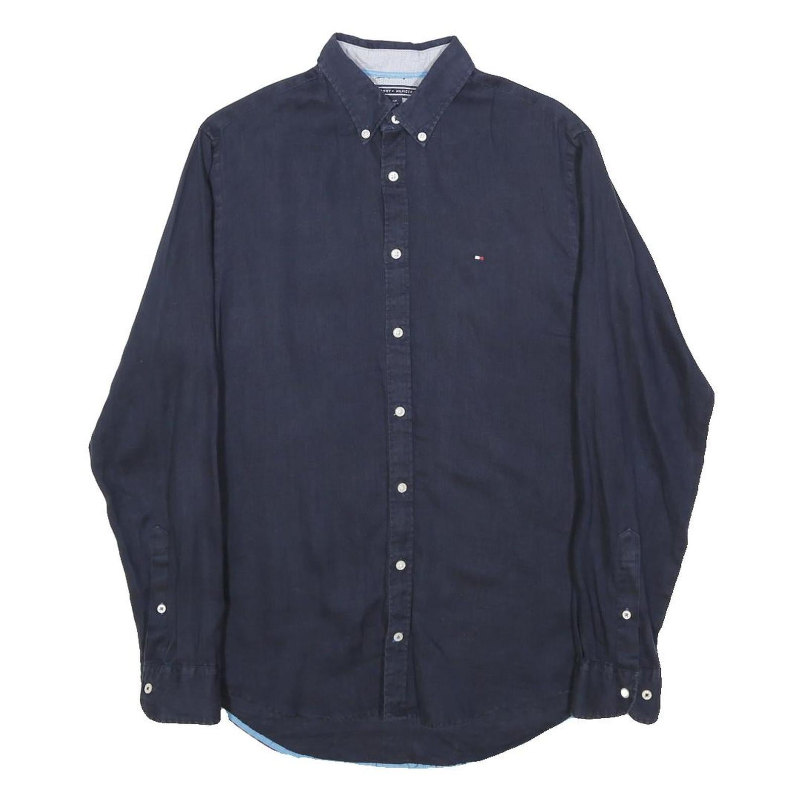 TOMMY HILFIGER Mens Blue Shirt S Cotton Button Down Long Sleeve Classic Fit
