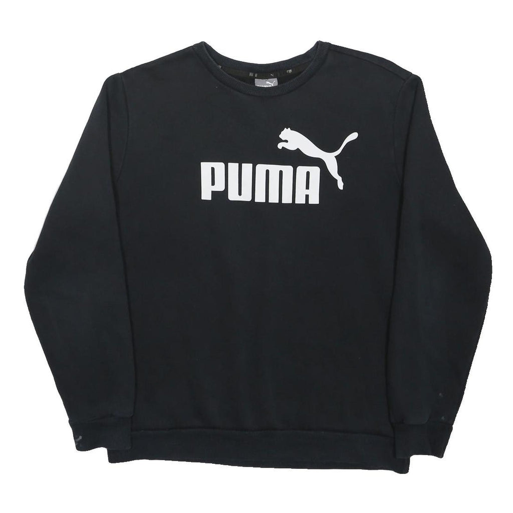 PUMA Mens Black Cotton Blend Crew Neck M Sweatshirt Logo Printed