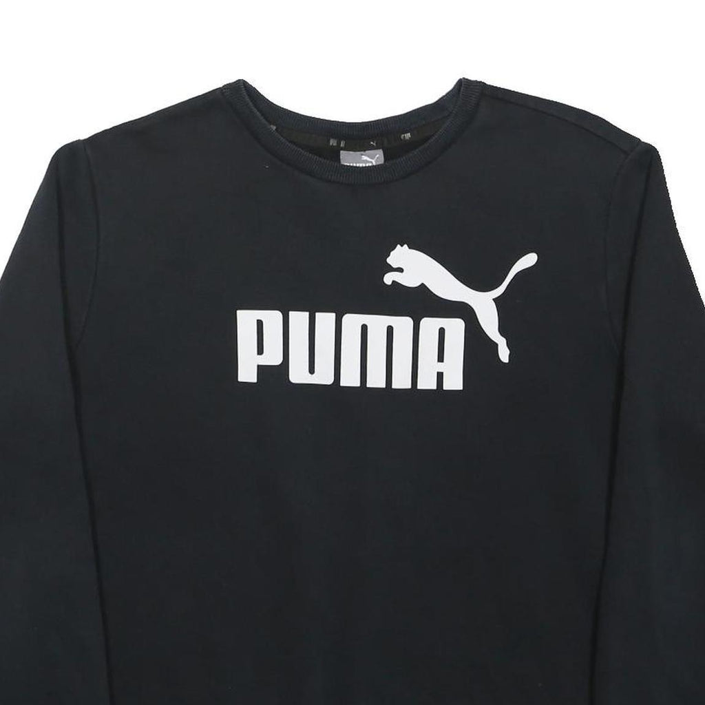 PUMA Mens Black Cotton Blend Crew Neck M Sweatshirt Logo Printed