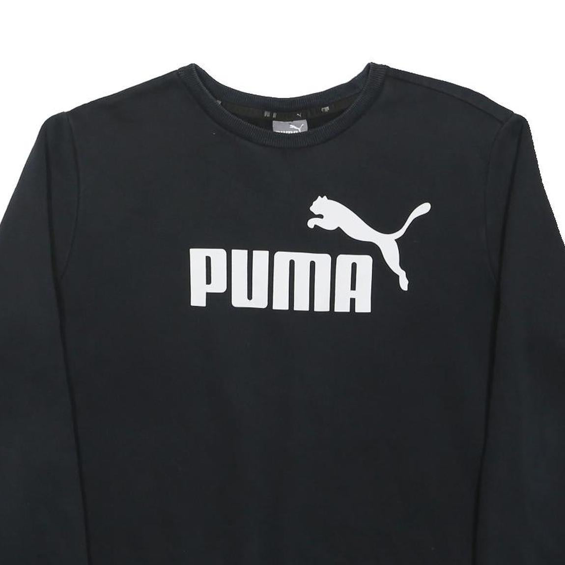 PUMA Mens Black Cotton Blend Crew Neck M Sweatshirt Logo Printed