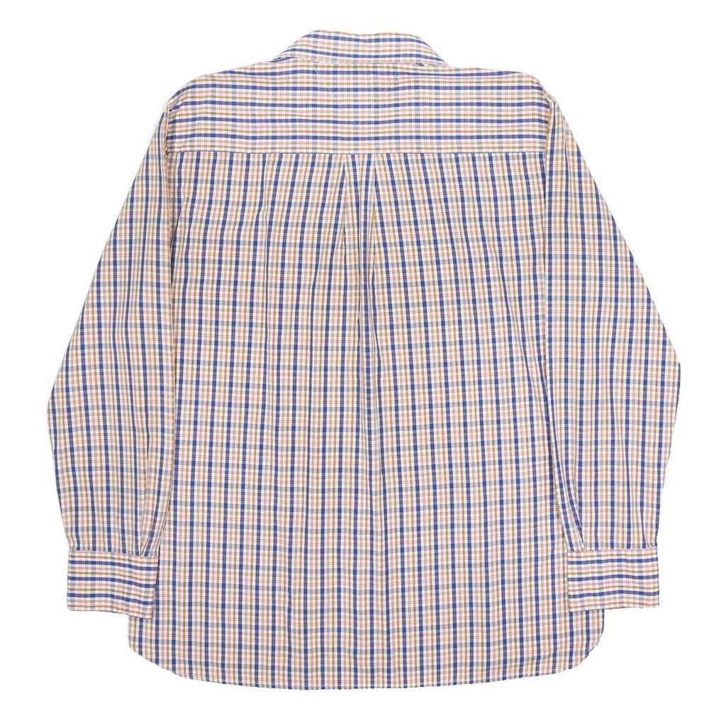 TOMMY HILFIGER Mens Blue & Brown Check Shirt XL Casual Button Down Cotton