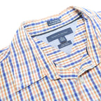 TOMMY HILFIGER Mens Blue & Brown Check Shirt XL Casual Button Down Cotton