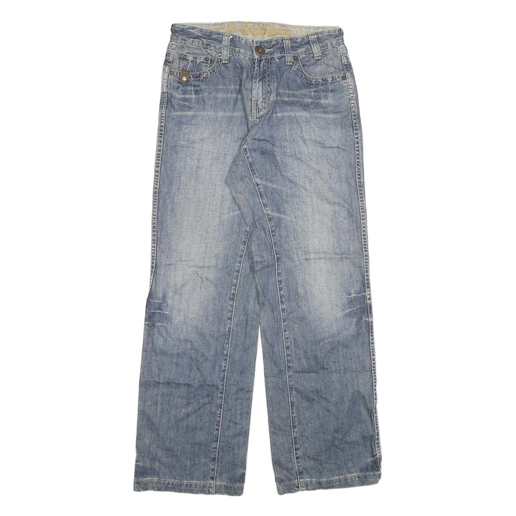 WESTERN SHANE Mens Regular Fit Blue Denim Cotton Blend Jeans W30 L31 Zip Pockets