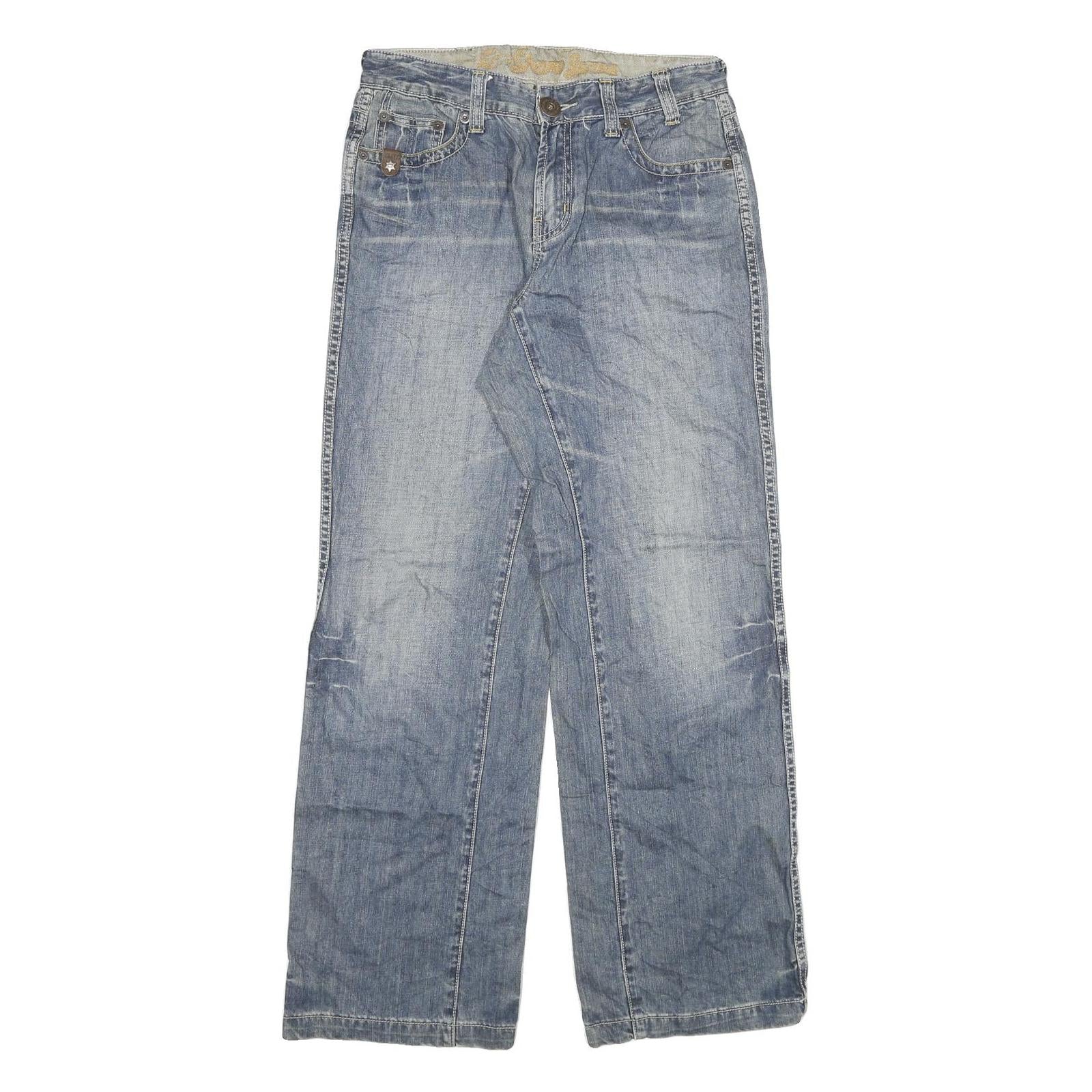 WESTERN SHANE Mens Regular Fit Blue Denim Cotton Blend Jeans W30 L31 Zip Pockets