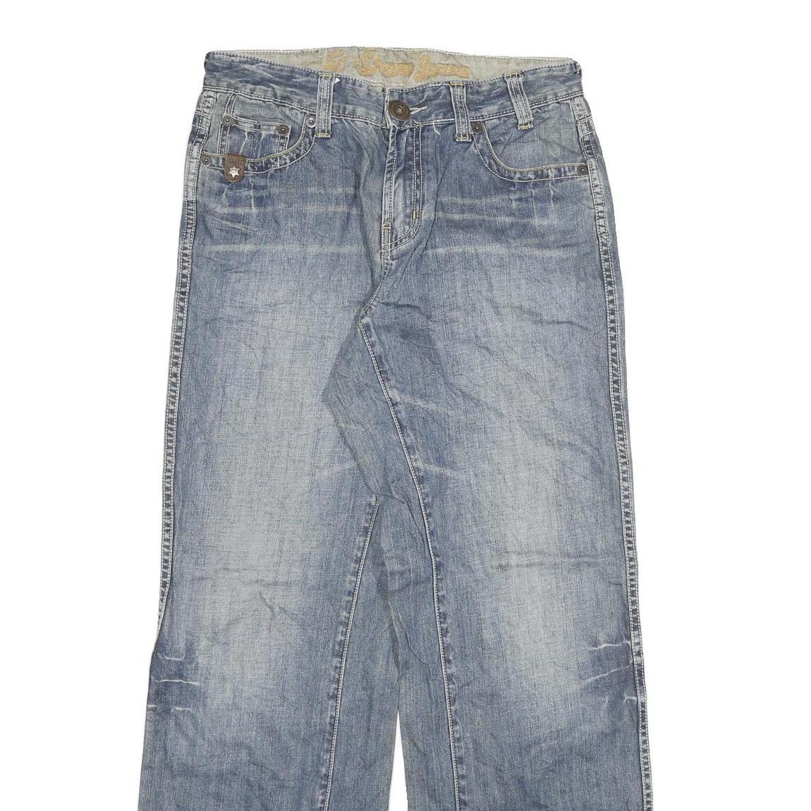 WESTERN SHANE Mens Regular Fit Blue Denim Cotton Blend Jeans W30 L31 Zip Pockets