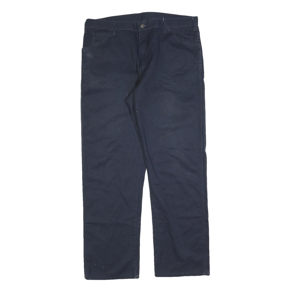 DICKIES Mens Cotton Blend Navy Relaxed Straight Trousers W40 L34 Workwear