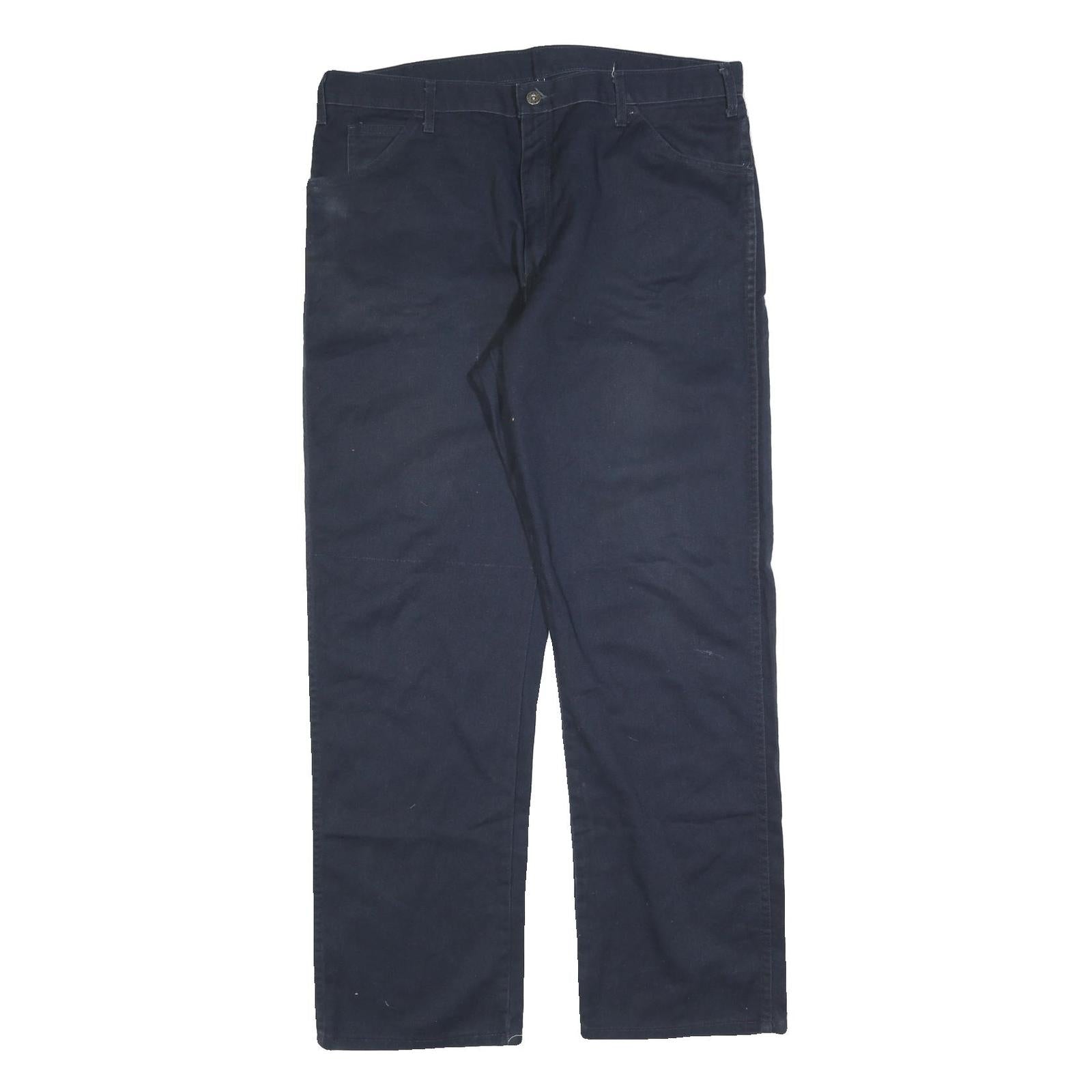 DICKIES Mens Cotton Blend Navy Relaxed Straight Trousers W40 L34 Workwear