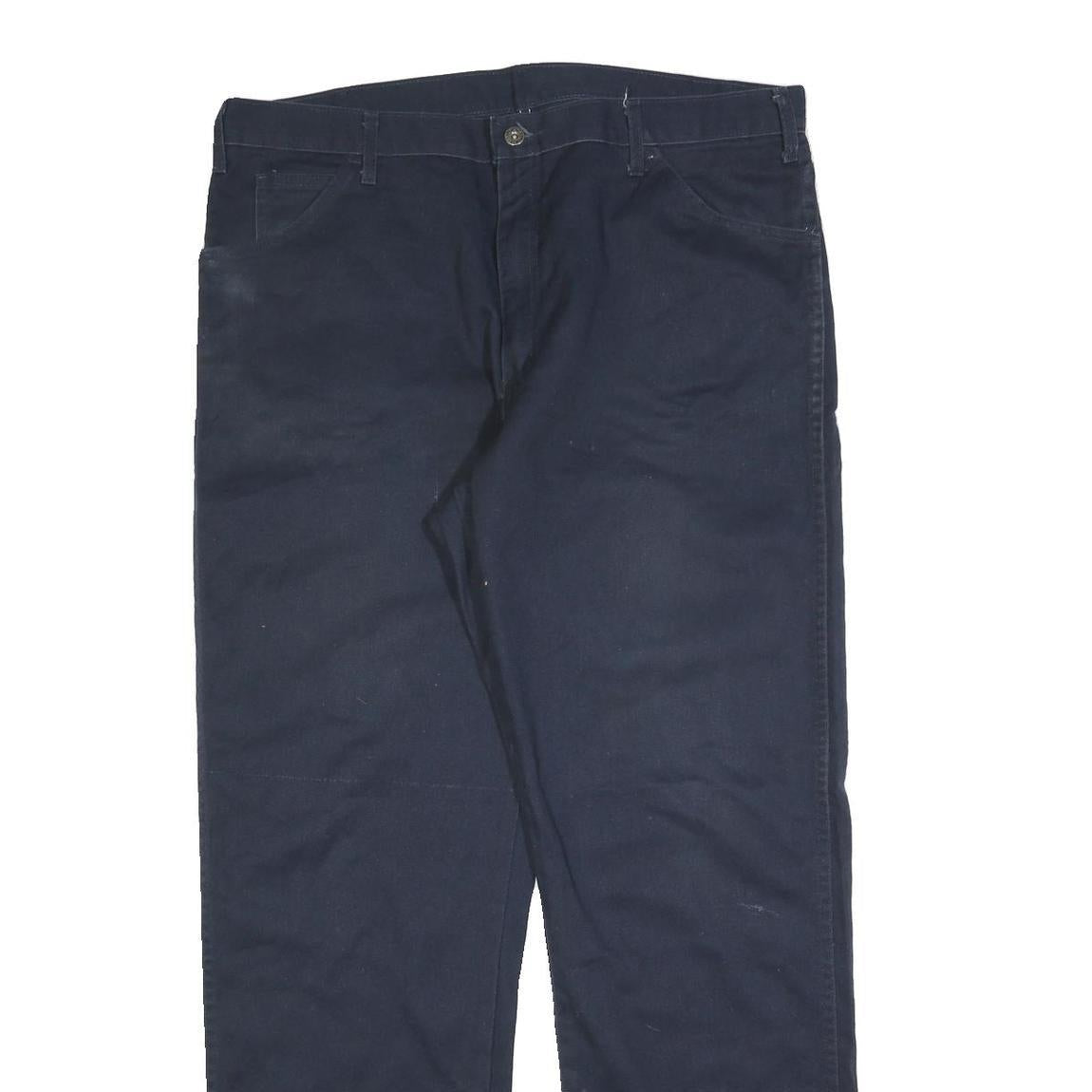 DICKIES Mens Cotton Blend Navy Relaxed Straight Trousers W40 L34 Workwear