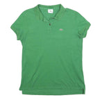LACOSTE Womens Green Polo Shirt Short Sleeve Crocodile Logo L Cotton Blend