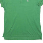 LACOSTE Womens Green Polo Shirt Short Sleeve Crocodile Logo L Cotton Blend